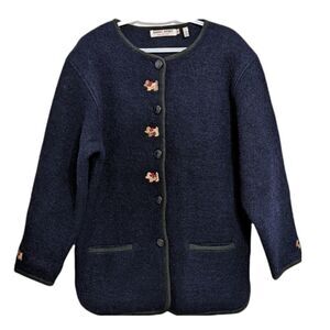 Vintage WOOL knit sweater shacket jacket size M @A